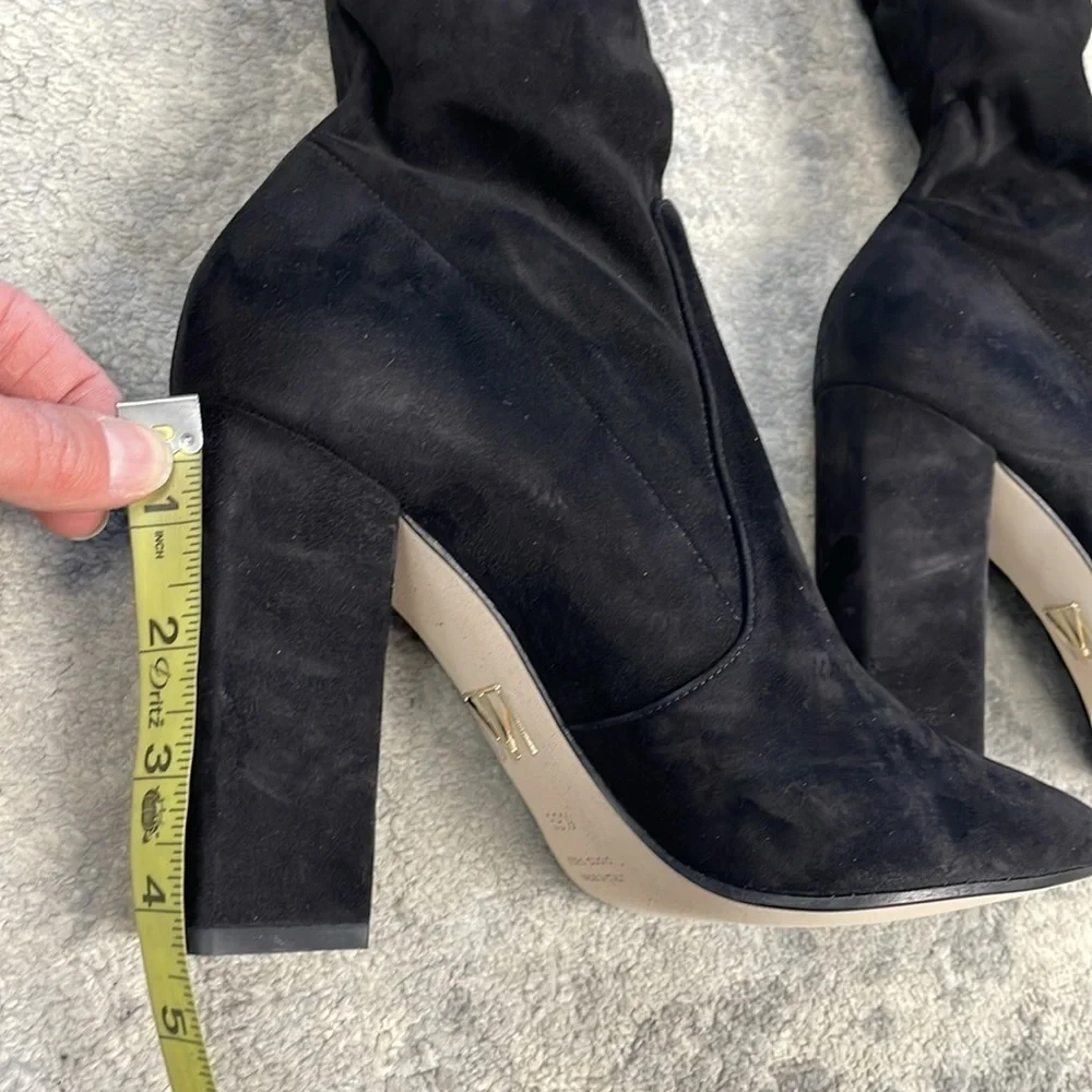 NIB Tamara Mellon Helmut Over The Knee Stretch Suede Boots Thigh Black 39.5